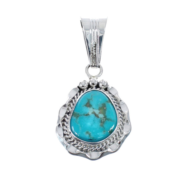 Turquoise Authentic Twisted Sterling Silver Navajo Pendant AX127430