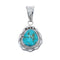 Turquoise Authentic Twisted Sterling Silver Navajo Pendant AX127430