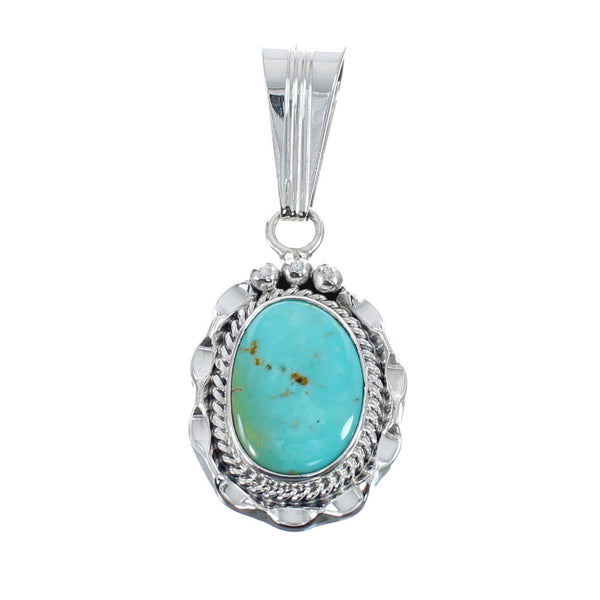 Turquoise Authentic Twisted Sterling Silver Navajo Pendant AX127433