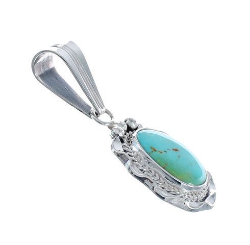 Turquoise Authentic Twisted Sterling Silver Navajo Pendant AX127433