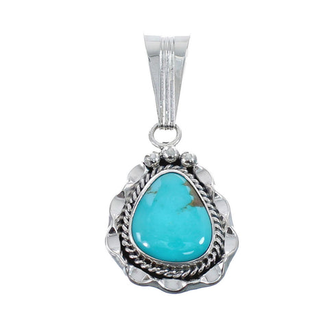 Turquoise Authentic Twisted Sterling Silver Navajo Pendant AX127434