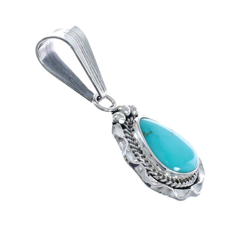 Turquoise Authentic Twisted Sterling Silver Navajo Pendant AX127434