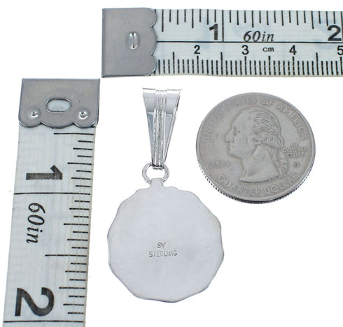 Turquoise Authentic Twisted Sterling Silver Navajo Pendant AX127434