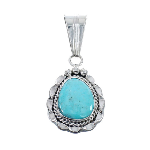 Turquoise Authentic Twisted Sterling Silver Navajo Pendant AX127435