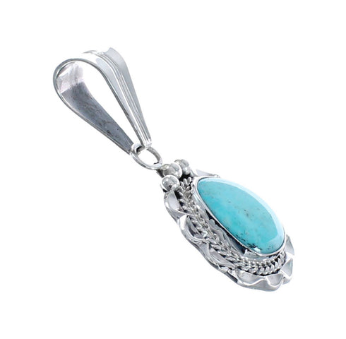 Turquoise Authentic Twisted Sterling Silver Navajo Pendant AX127435