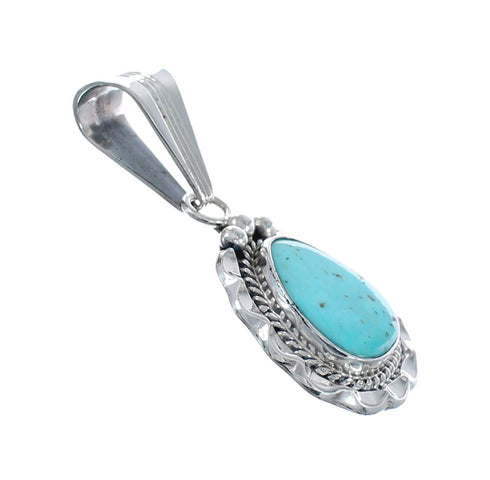 Turquoise Authentic Twisted Sterling Silver Navajo Pendant AX127436