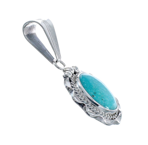 Turquoise Authentic Twisted Sterling Silver Navajo Pendant AX127439