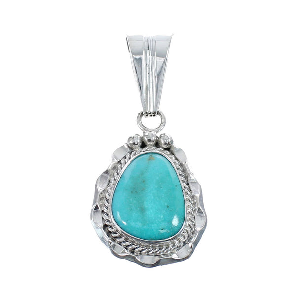 Turquoise Authentic Twisted Sterling Silver Navajo Pendant AX127440