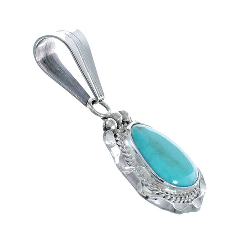 Turquoise Authentic Twisted Sterling Silver Navajo Pendant AX127440