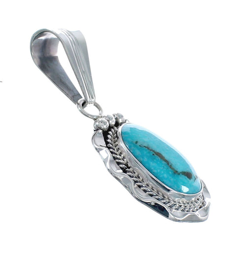 Turquoise Authentic Twisted Sterling Silver Navajo Pendant AX127442