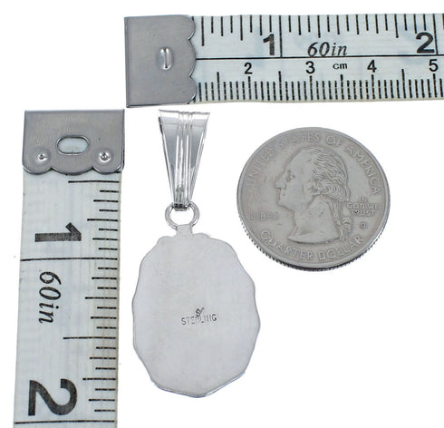 Turquoise Authentic Twisted Sterling Silver Navajo Pendant AX127442