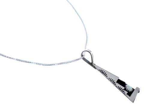 Navajo Sterling Silver Opal 16" Box Chain Pendant Necklace Set AX127460