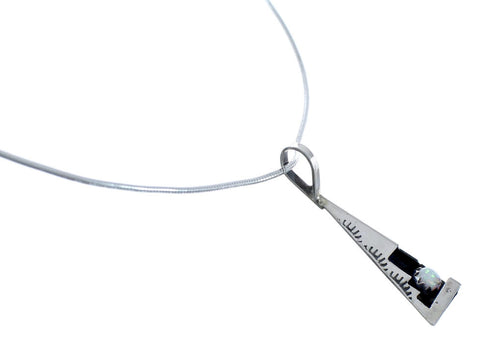 Navajo Sterling Silver Opal 18-1/8" Italian Snake Chain Pendant Necklace Set AX127463