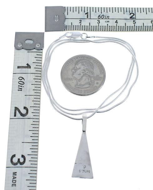 Navajo Sterling Silver Opal 18-1/8" Italian Snake Chain Pendant Necklace Set AX127463