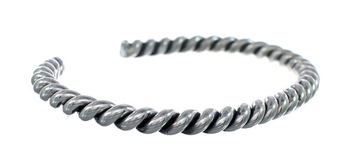 Navajo Genuine Twisted Sterling Silver Cuff Bracelet AX127471