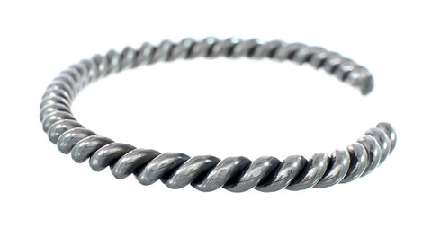 Navajo Genuine Twisted Sterling Silver Cuff Bracelet AX127471