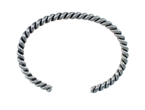 Navajo Genuine Twisted Sterling Silver Cuff Bracelet AX127471