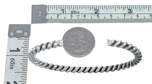 Navajo Genuine Twisted Sterling Silver Cuff Bracelet AX127471