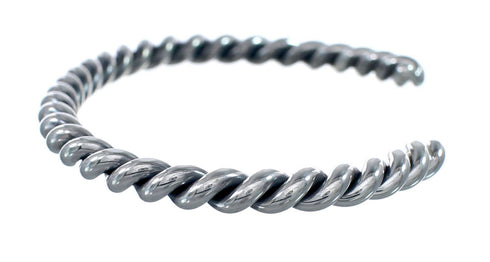 Navajo Genuine Twisted Sterling Silver Cuff Bracelet AX127472
