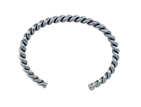 Navajo Genuine Twisted Sterling Silver Cuff Bracelet AX127472