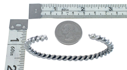 Navajo Genuine Twisted Sterling Silver Cuff Bracelet AX127472