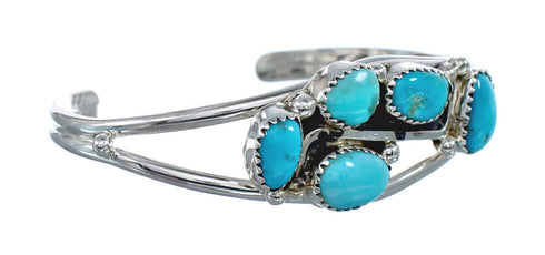 Native American Navajo Turquoise Sterling Silver Cuff Bracelet AX127485