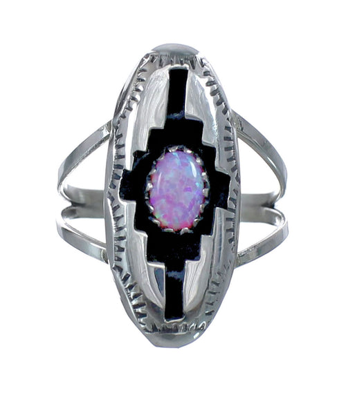 Navajo Sterling Silver Pink Opal Ring Size 10 AX127521