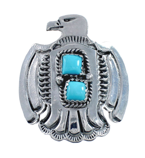 Native American Turquoise Silver Eagle Ring Size 9 AX127532
