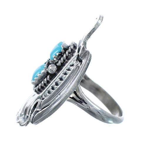 Native American Turquoise Silver Eagle Ring Size 8-1/4 AX127531