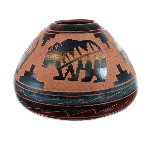 Navajo Horse Hair Hand Crafted Bear Pot By Artist Carol Johnson AX127554