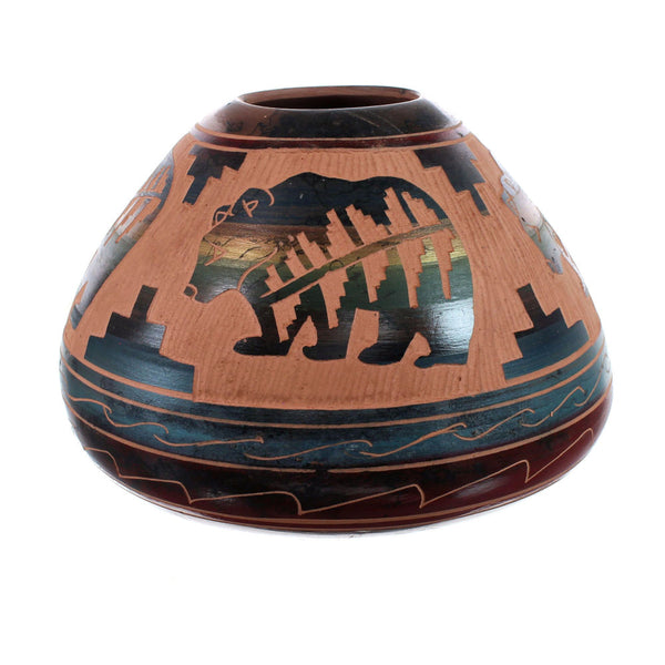 Navajo Horse Hair Hand Crafted Bear Pot By Artist Carol Johnson AX127554