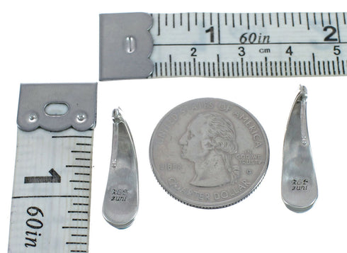 Zuni Multicolor Inlay Sterling Silver Post Hoop Earrings AX127639