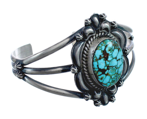 Native American Genuine Sterling Silver Kingman Turquoise Cuff Bracelet AX127647