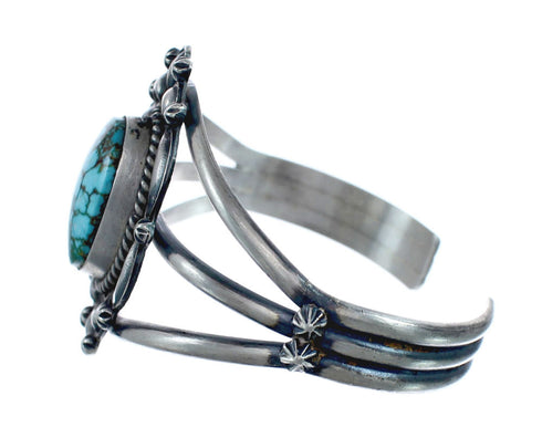 Native American Genuine Sterling Silver Kingman Turquoise Cuff Bracelet AX127647