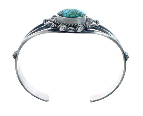 Native American Genuine Sterling Silver Kingman Turquoise Cuff Bracelet AX127647