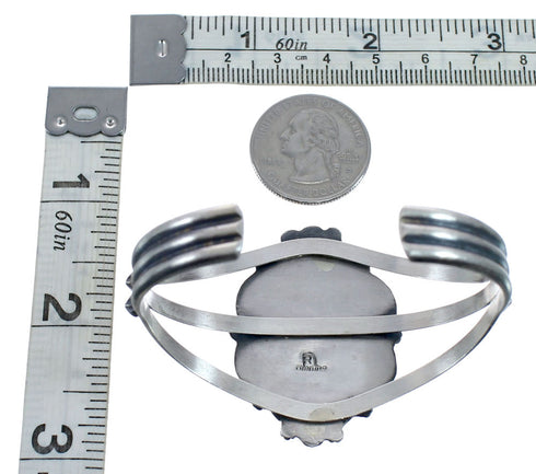 Native American Genuine Sterling Silver Kingman Turquoise Cuff Bracelet AX127647