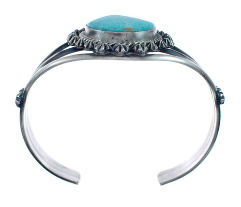 Native American Genuine Sterling Silver Kingman Turquoise Cuff Bracelet AX127645