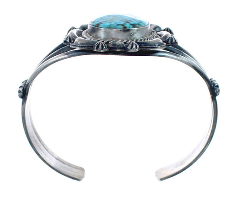Native American Genuine Sterling Silver Kingman Turquoise Cuff Bracelet AX127646