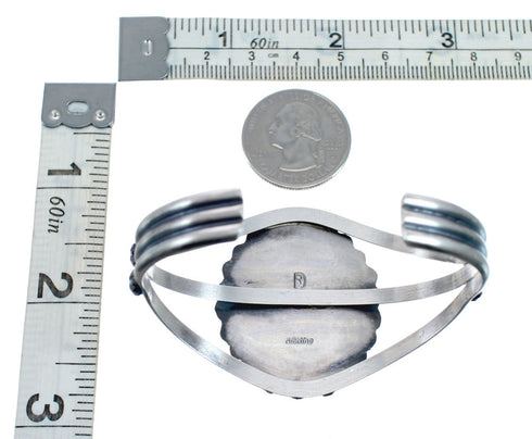 Native American Genuine Sterling Silver Kingman Turquoise Cuff Bracelet AX127646