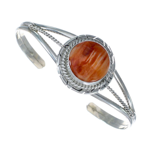 Navajo Authentic Sterling Silver Oyster Shell Cuff Bracelet AX127659