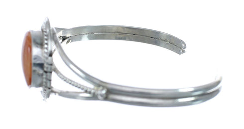 Navajo Authentic Sterling Silver Oyster Shell Cuff Bracelet AX127659