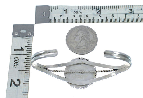 Navajo Authentic Sterling Silver Oyster Shell Cuff Bracelet AX127659