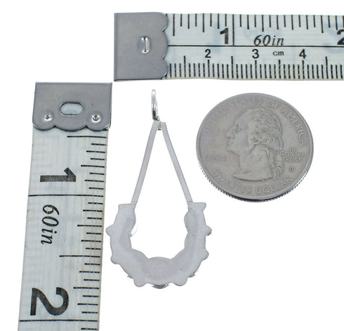 Native American Zuni Authentic Sterling Silver Turquoise Pendant JX127823