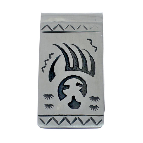 Native American Genuine Sterling Silver Bear Paw Money Clip JX127767