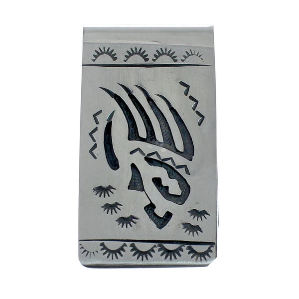 Native American Genuine Sterling Silver Bear Paw Money Clip JX127768