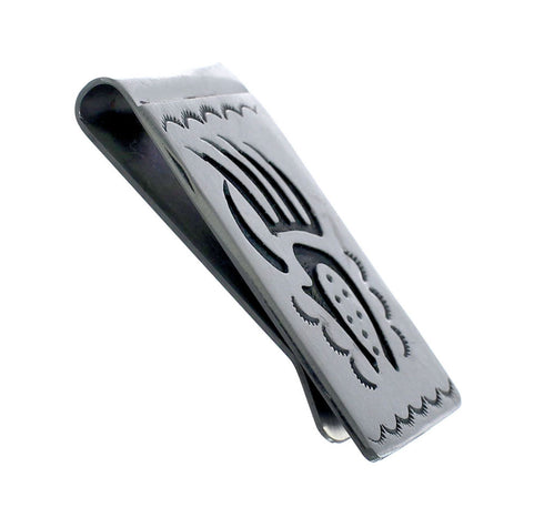 Native American Genuine Sterling Silver Bear Paw Money Clip JX127772