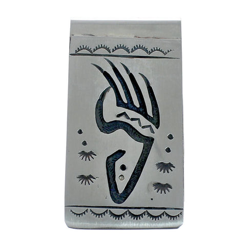Native American Genuine Sterling Silver Bear Paw Money Clip JX127773