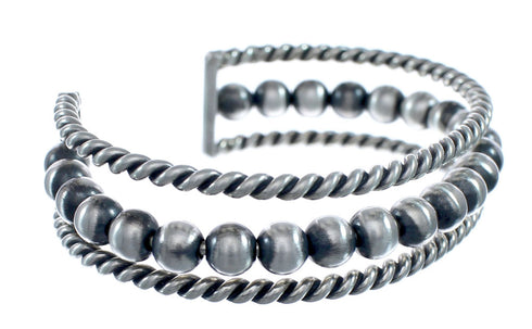 Navajo Sterling Silver Bead Cuff Bracelet AX127674