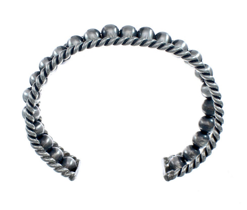 Navajo Sterling Silver Bead Cuff Bracelet AX127674