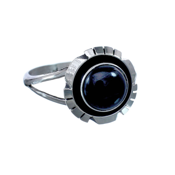 Onyx Sterling Silver Native American Ring Size 7 AX127868